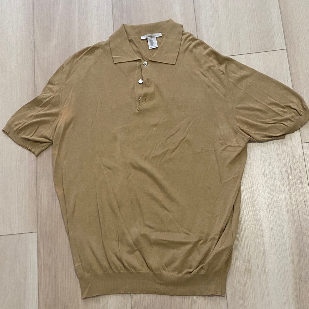 Ermenegildo Zegna Short-Sleeve Polo in Camel